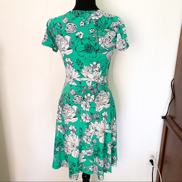 Solgee Floral Green Dress Small - Picture 2 of 8